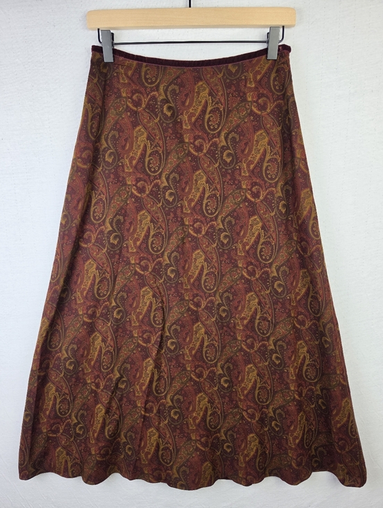 Lauren Ralph Lauren Dresses & Skirts - LAUREN Ralph Lauren Midi Skirt Wool Rayon A-line Paisley Print Boho Y2K size 4